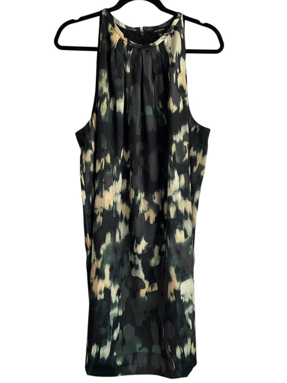 Banana Republic Sleeveless Abstract Midi Dress in Green and Cream